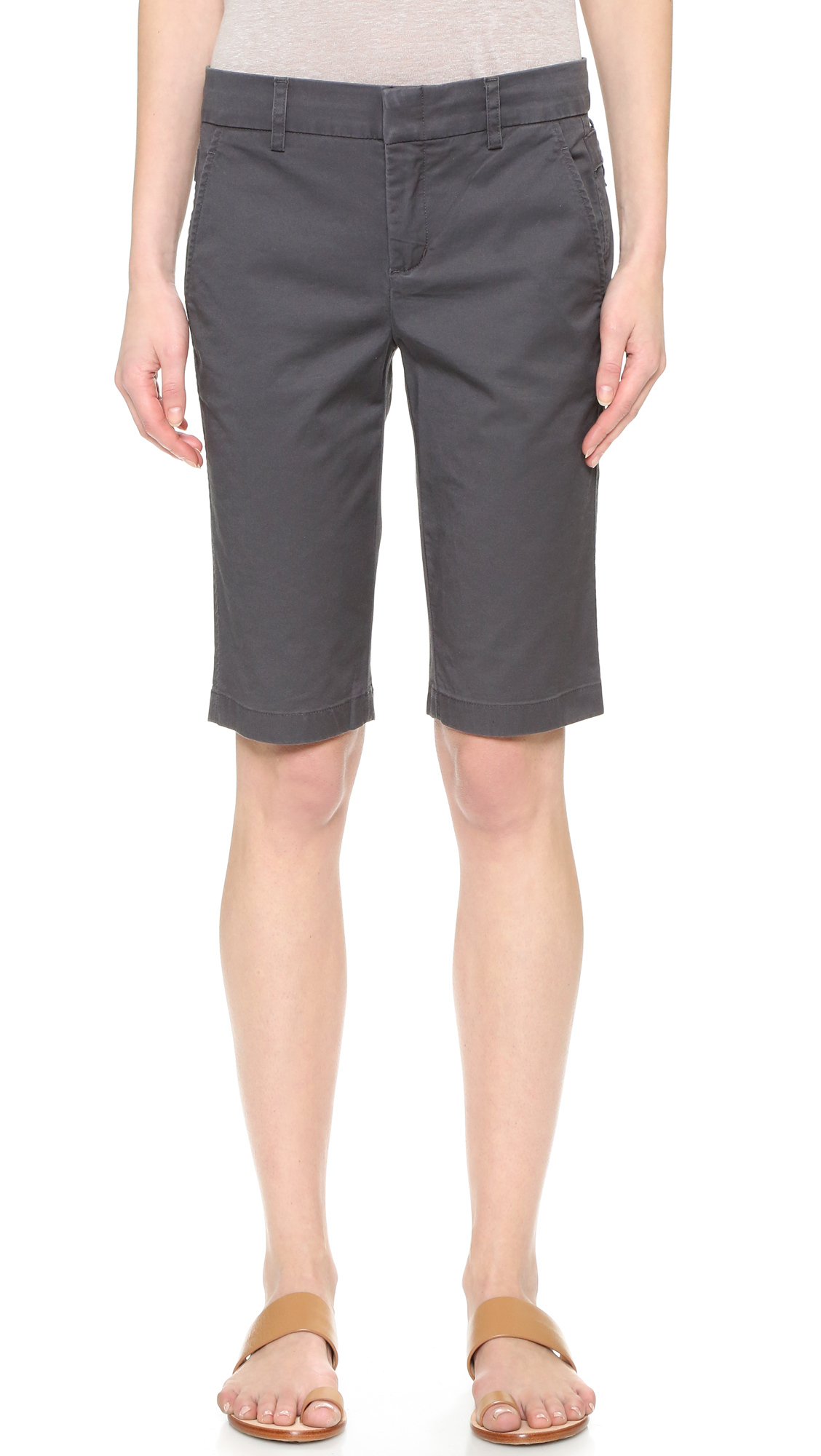 Vince Side Buckle Bermuda Shorts in Gray | Lyst