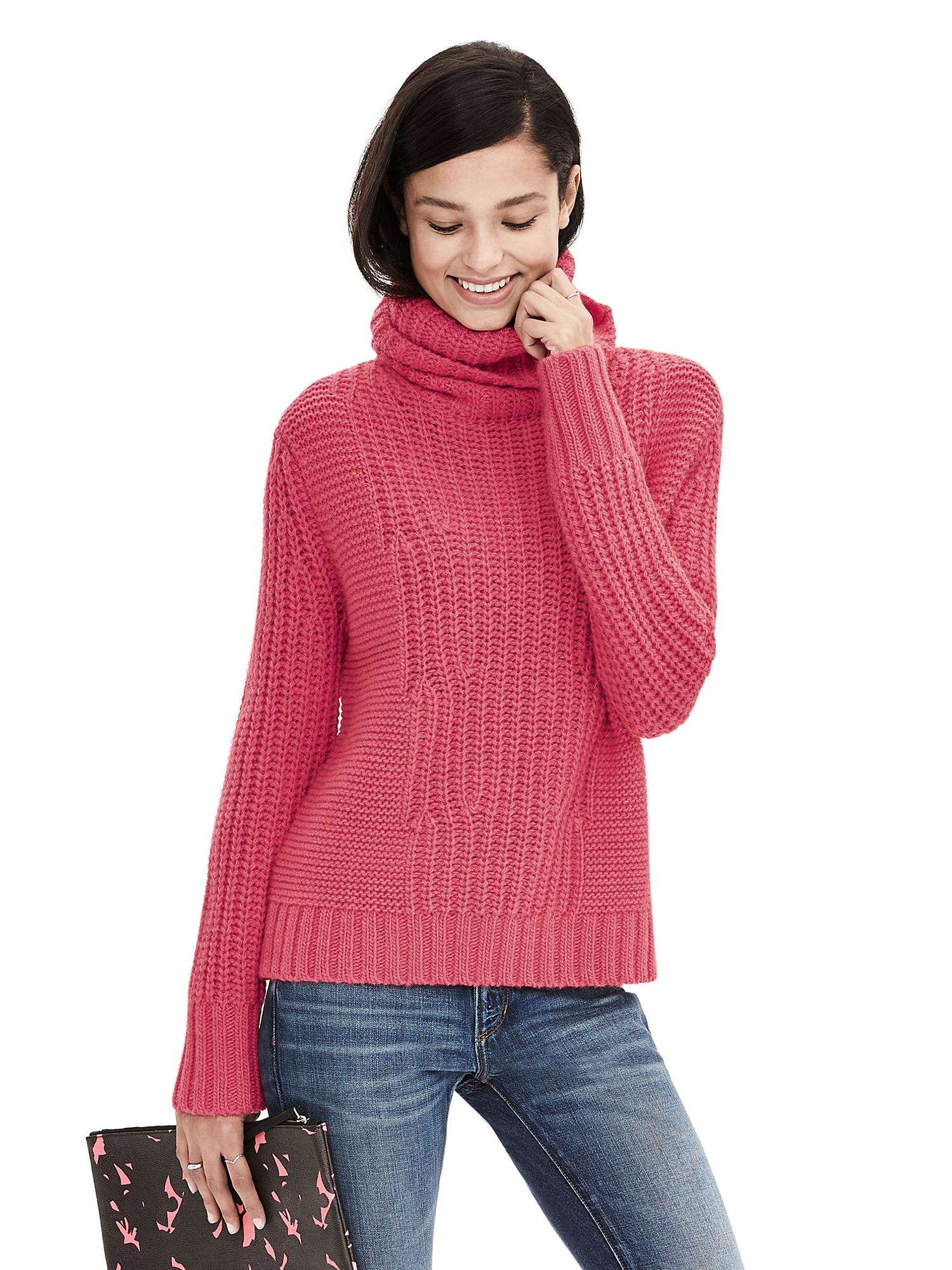Banana Republic Mixed-stitch Turtleneck Sweater in Pink (Pink ...