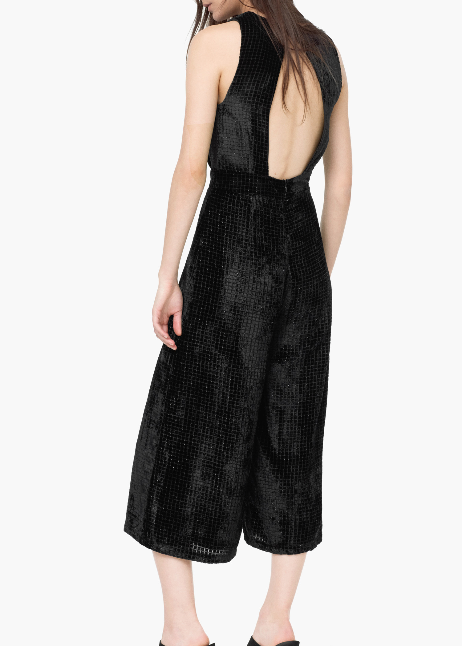 mango black velvet jumpsuit
