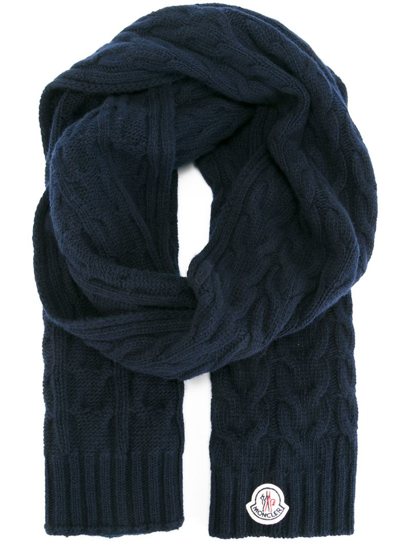 Moncler Cable Knit Scarf in Blue for Men | Lyst