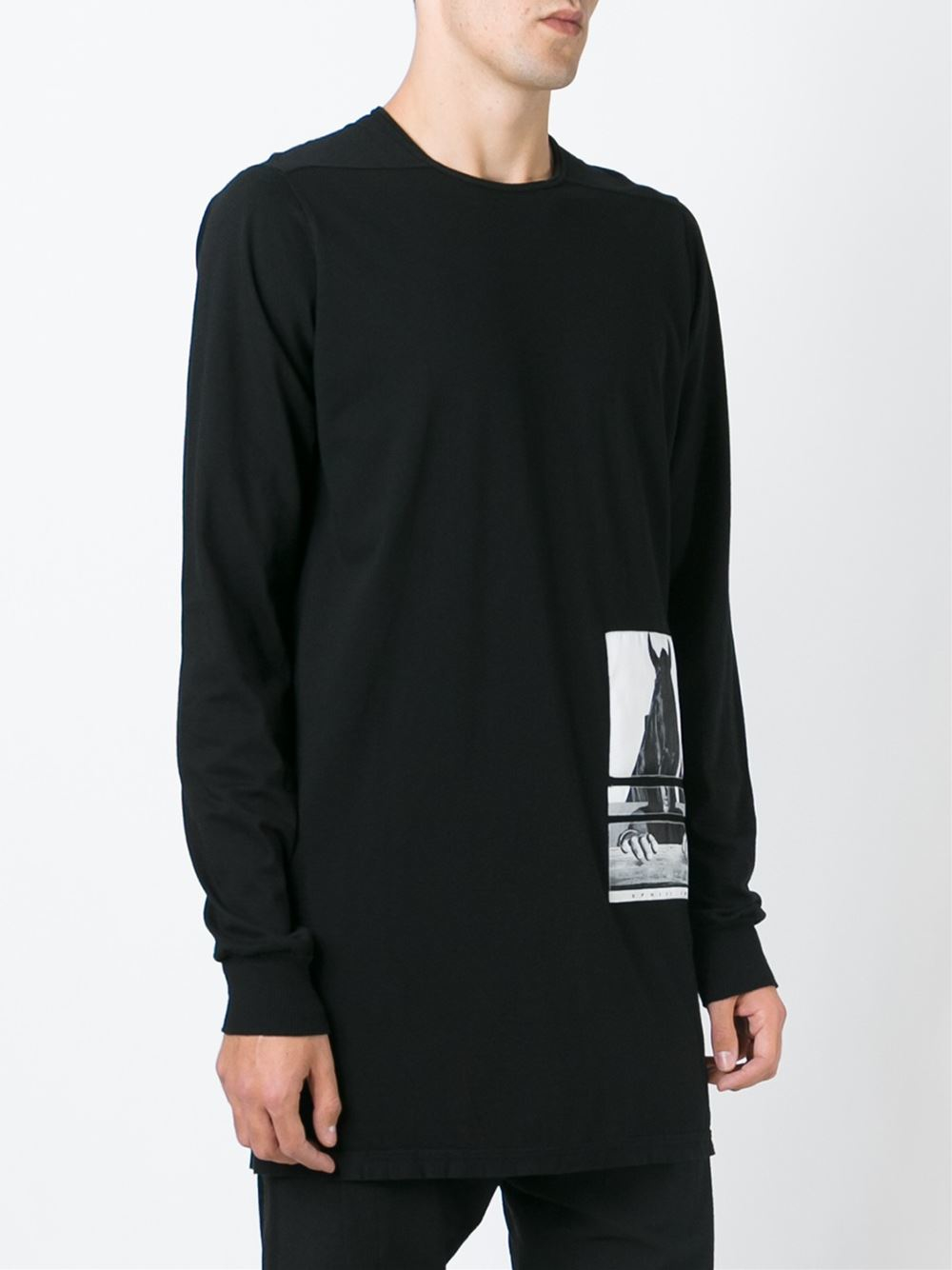 Rick Owens Drkshdw Cotton Patch Long Sleeve T-shirt in Black for Men - Lyst