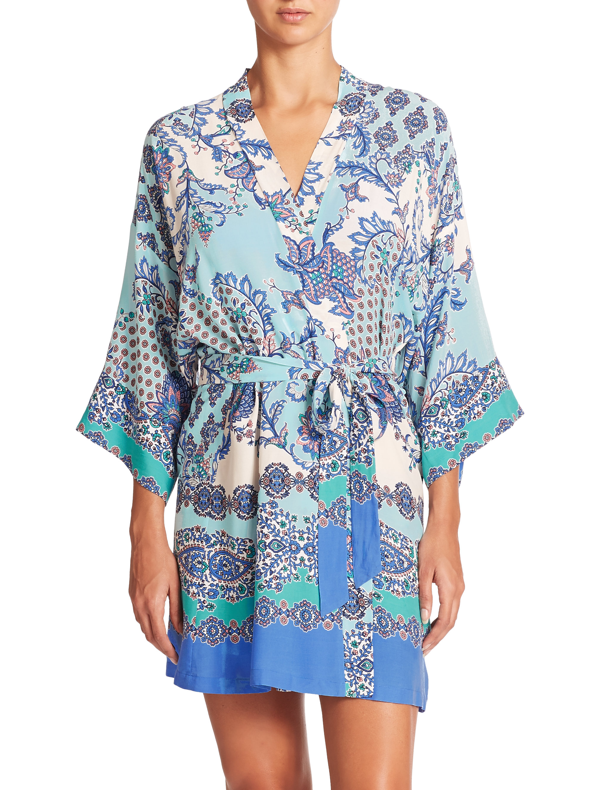 Lyst In Bloom Portugal Wrap Robe in Blue