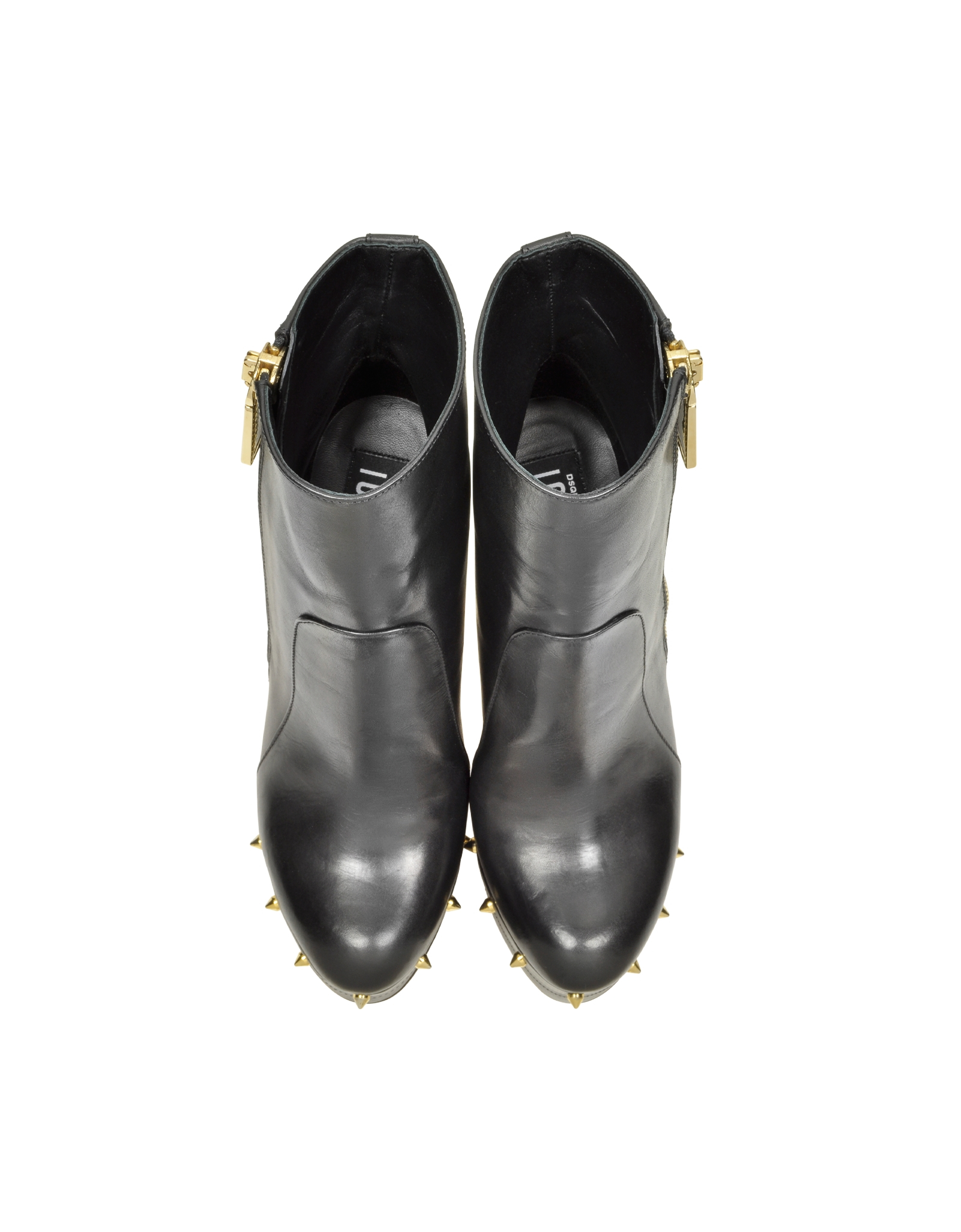 black boot with gold heel