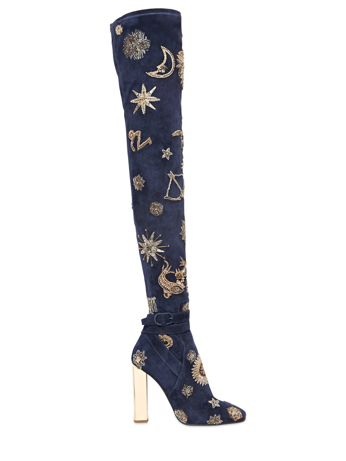 Emilio Pucci 110mm Zodiac Suede Over The Knee Boots in Blue | Lyst