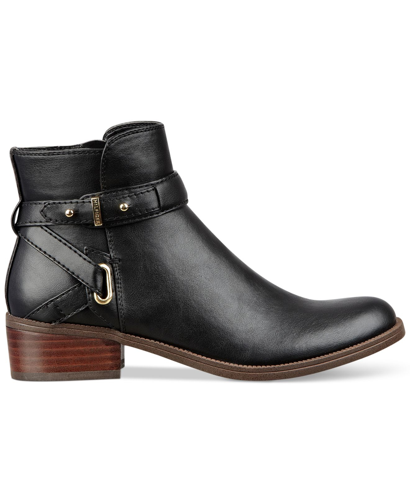 tommy hilfiger black knit mid heel boots
