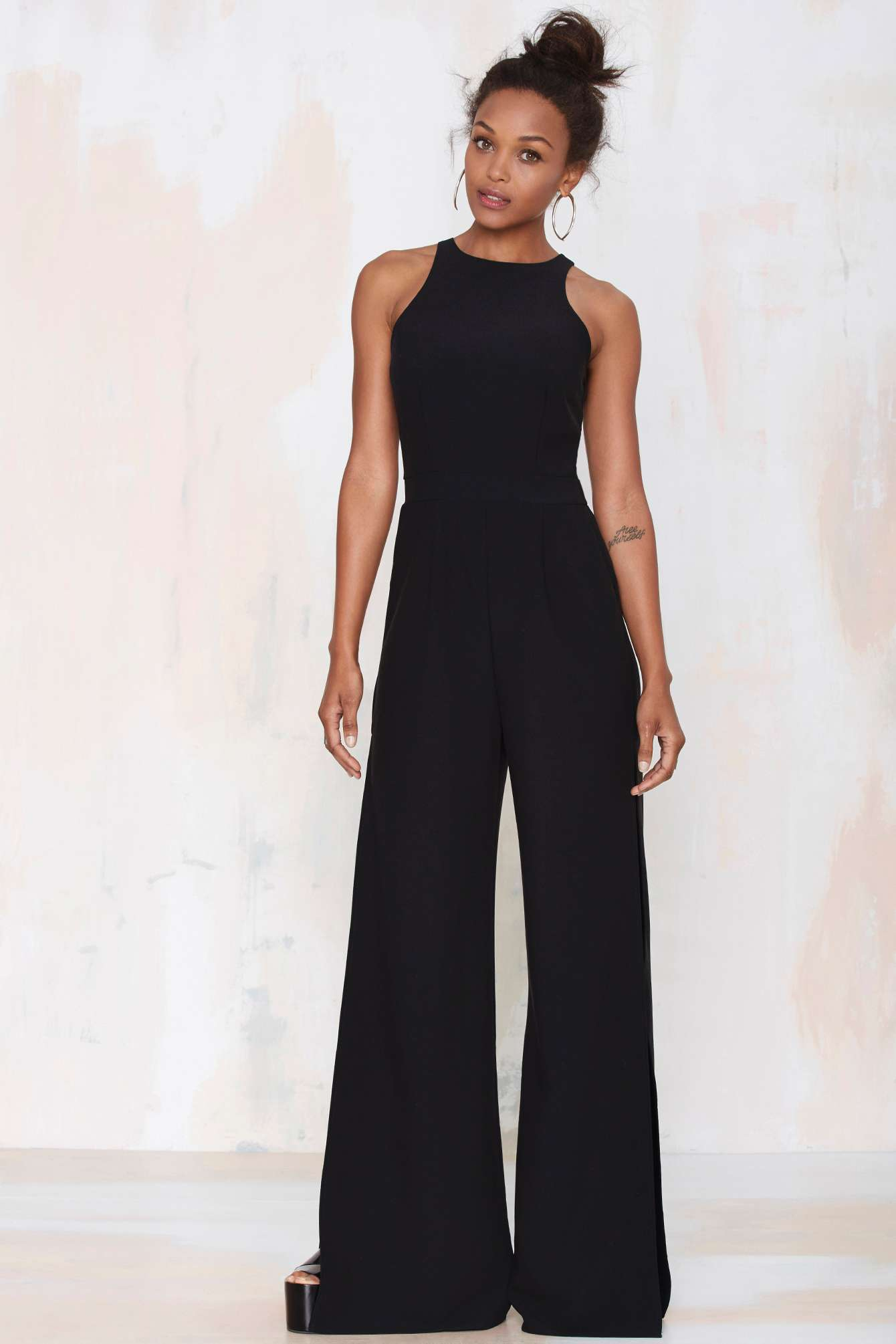 Nasty Gal Side View Palazzo Jumpsuit in Black | Lyst