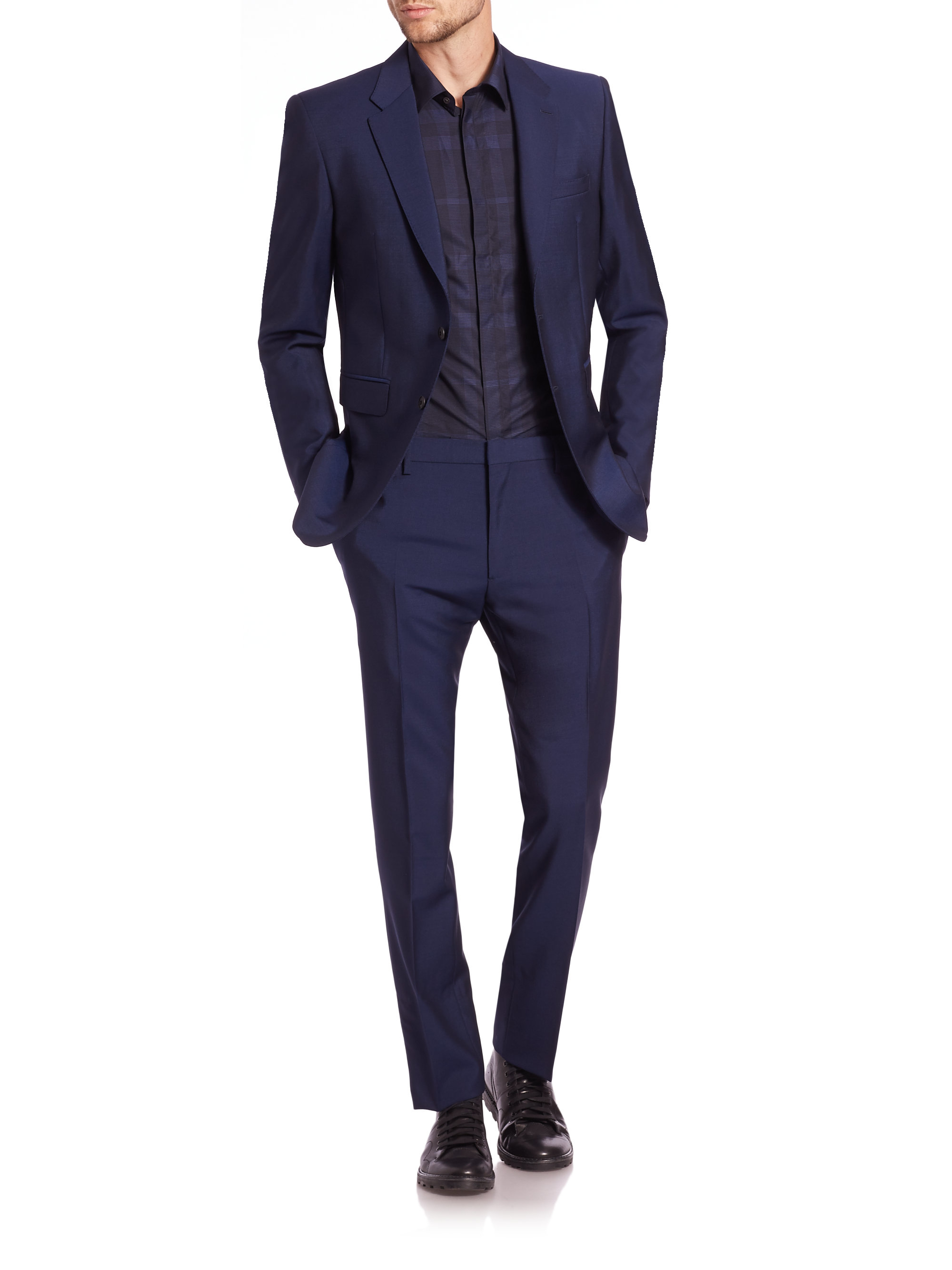 Lyst - Burberry Millbank Two-button Wool & Mohair Suit in Blue for Men