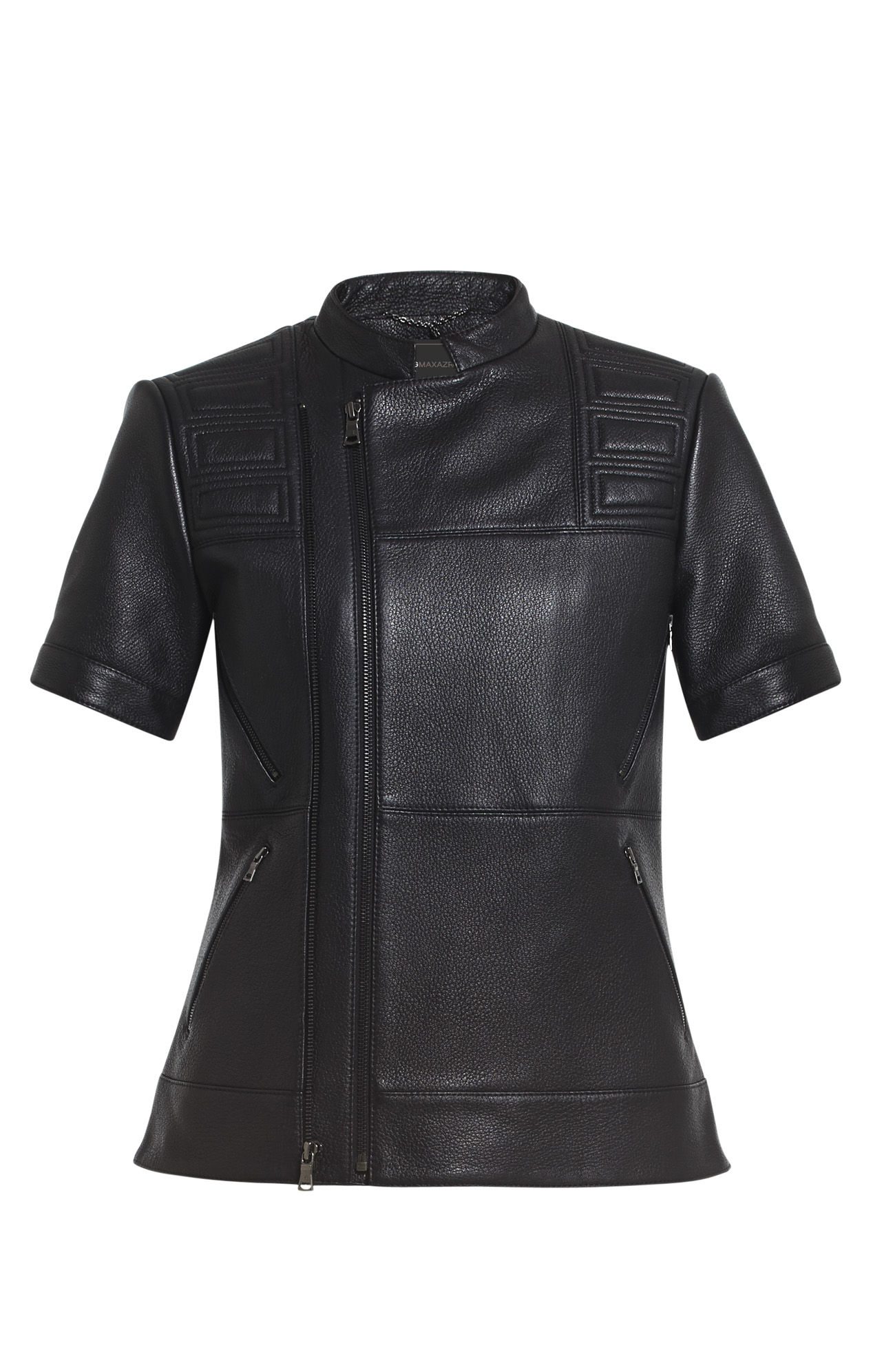 Bcbgmaxazria Black Charnet Short Sleeve Leather Jacket