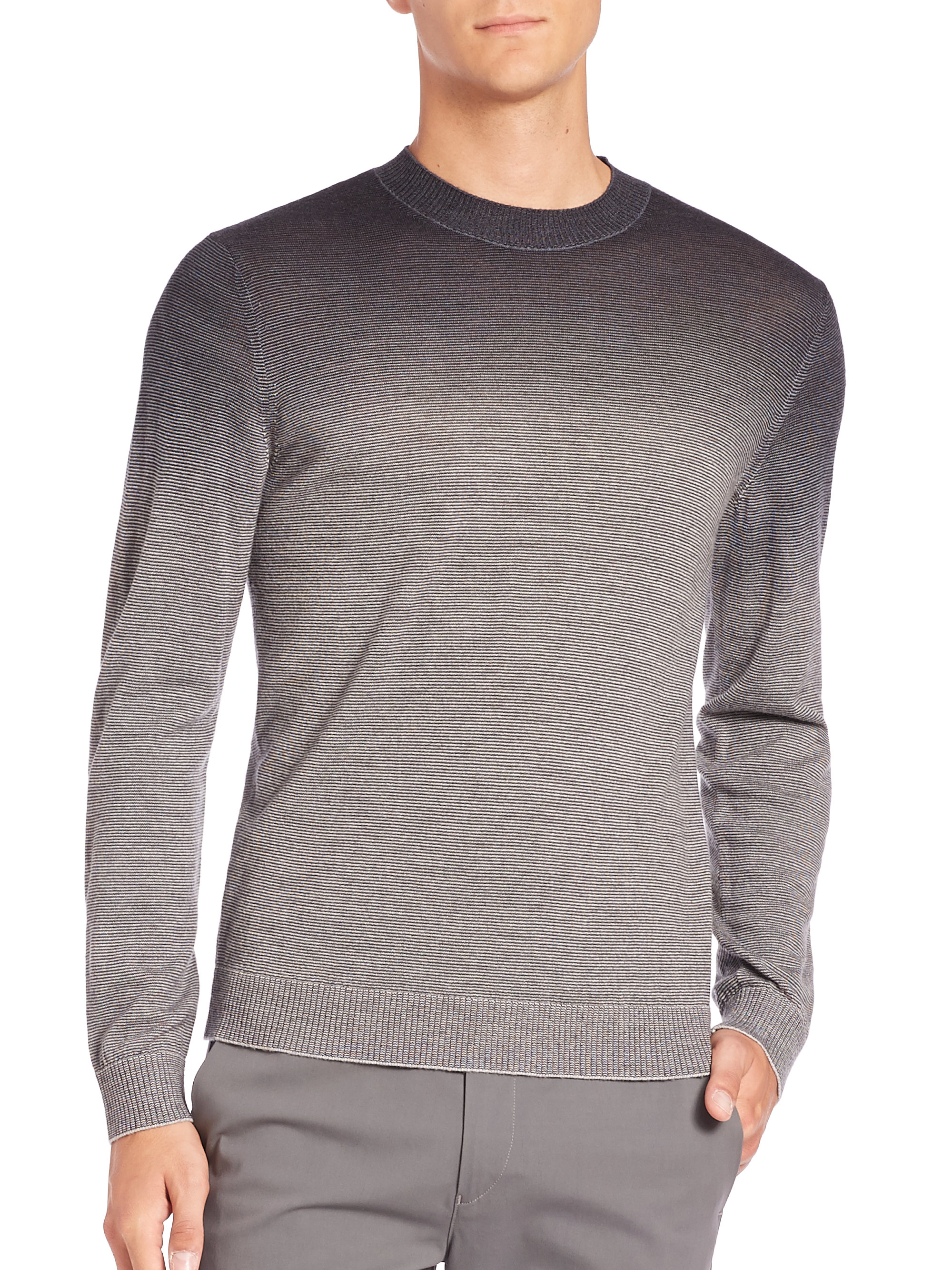Theory Ombre Wool Crewneck Sweater in Grey (Gray) for Men Lyst