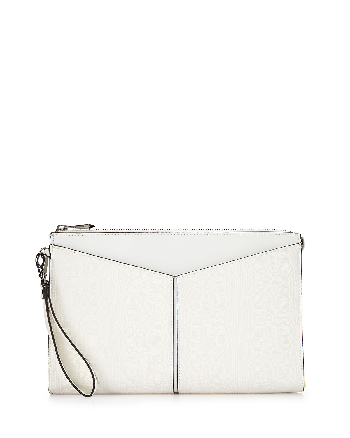 Bcbgmaxazria Angled Snake-Print Faux-Leather Clutch Bag in White (WHT) | Lyst