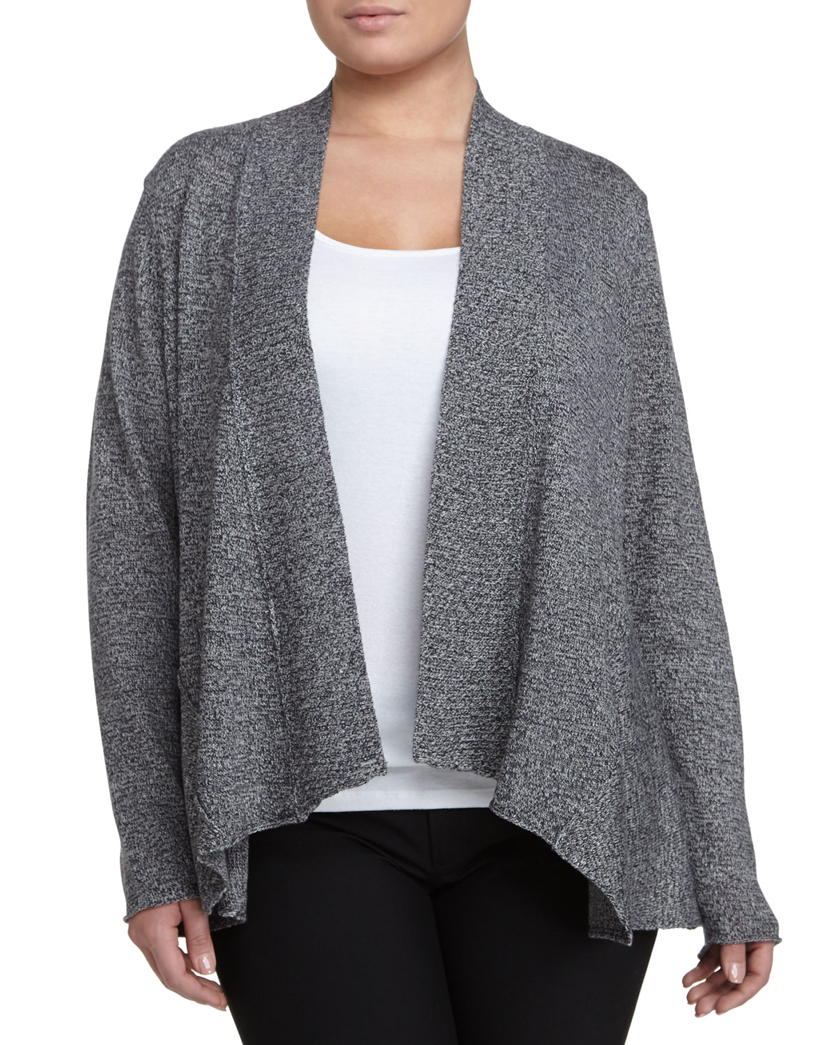Eileen fisher Ribbed-Collar Draped Cardigan, Charcoal in Gray (CHARCOAL ...