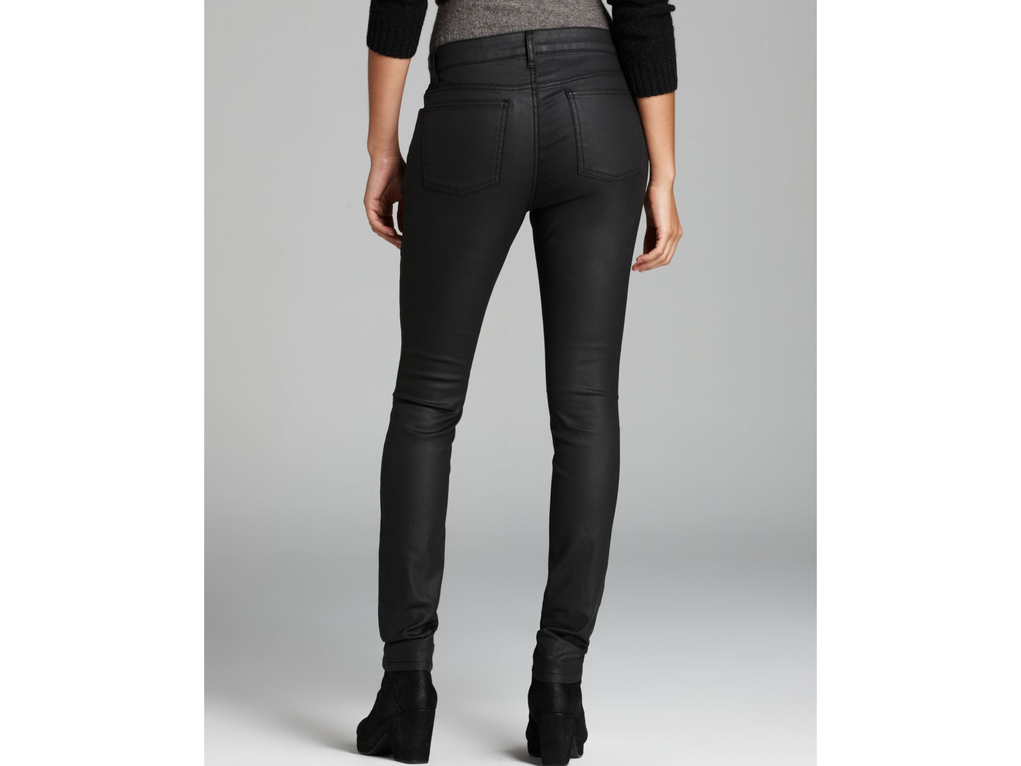 Eileen Fisher Skinny Waxed Denim in Black Lyst