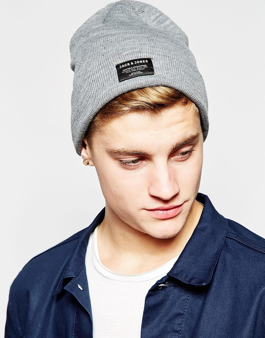 Jack & Jones Knit Beanie in Grey (Gray) for Men - Lyst