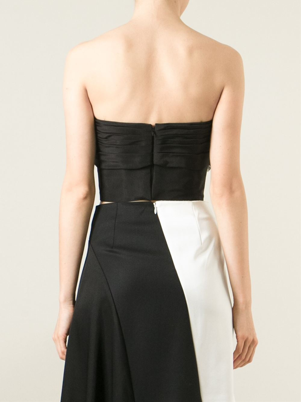 Oscar de la Renta Strapless Bow Ribbon Crop Top in Black Lyst