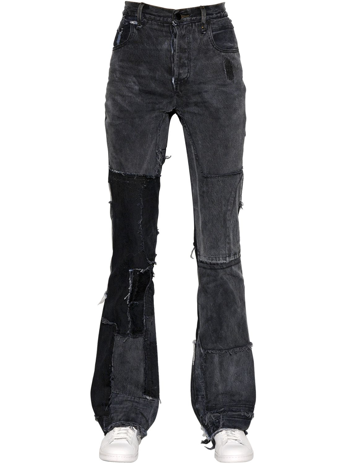 Vinti Andrews Patchwork Cotton Denim Jeans in Black | Lyst
