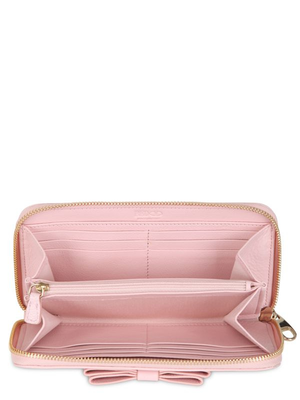 RED Valentino Bow Leather Zip Around Wallet in Light Rose (Pink) - Lyst