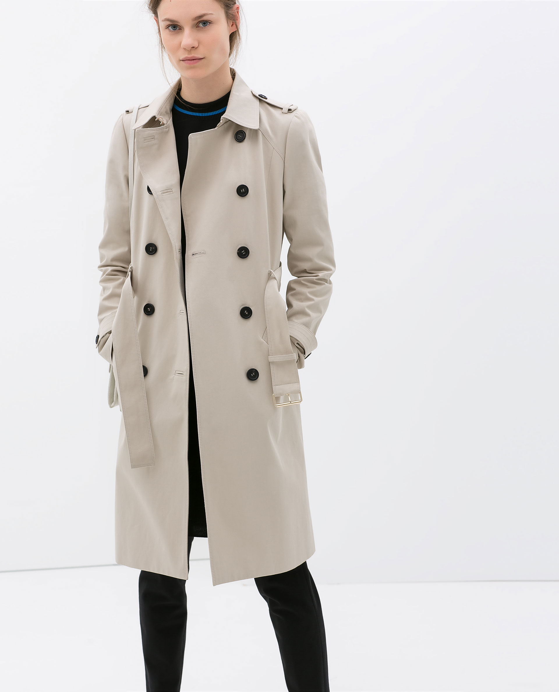 Zara Long Aline Trench Coat In Gray Lyst Gallery