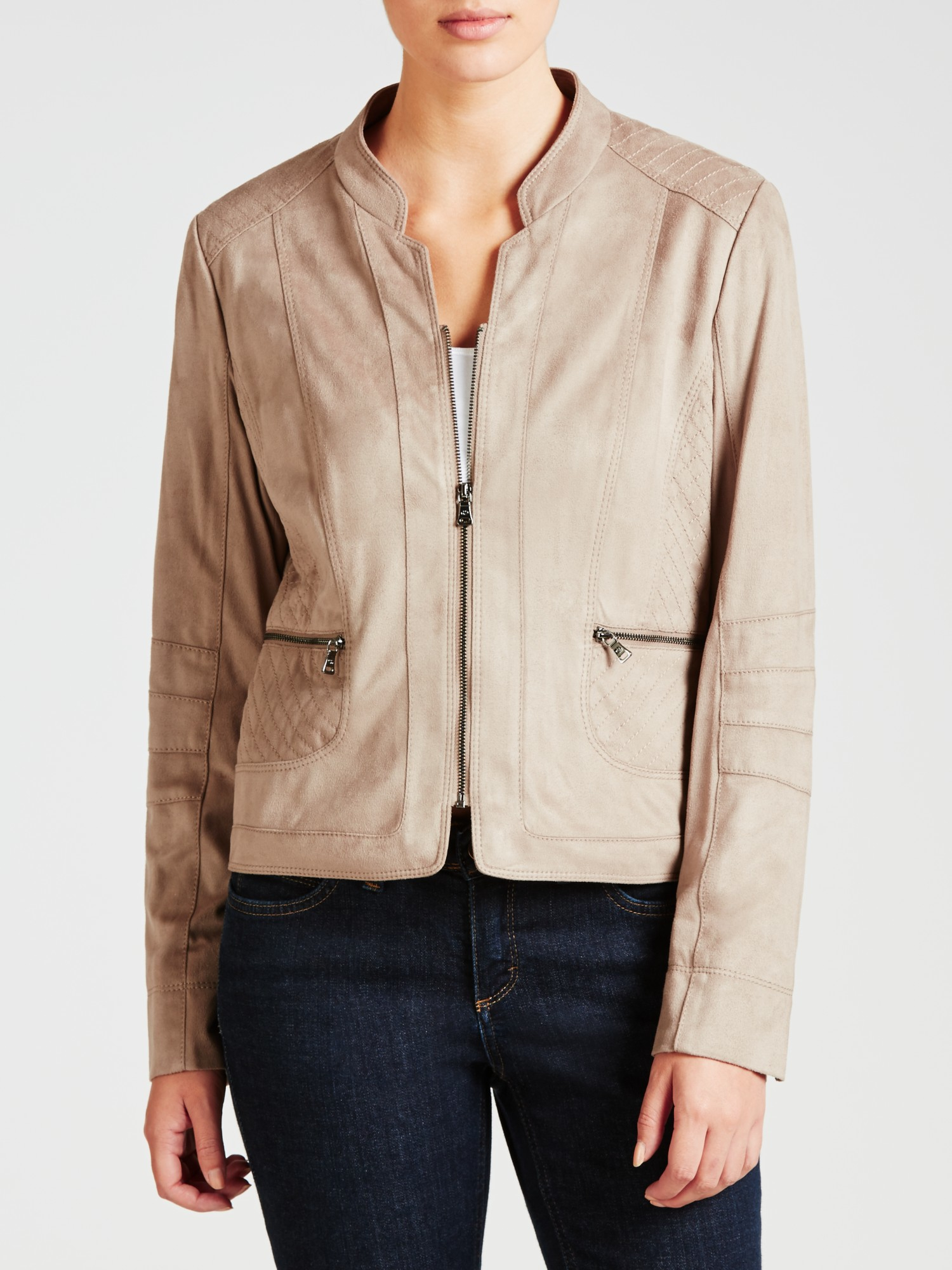 taupe faux suede jacket