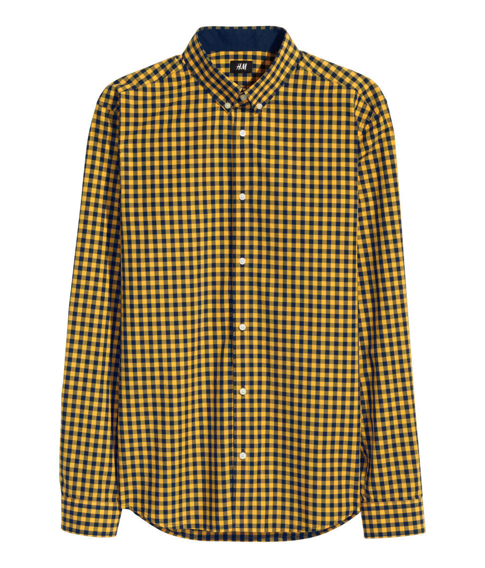 H&M Checked Cotton Shirt in Mustard Yellow (Yellow) for Men - Lyst