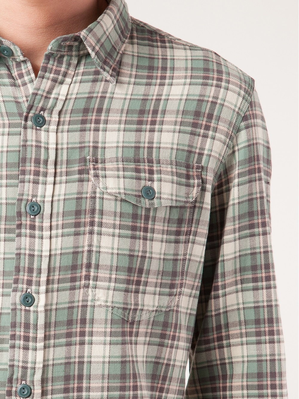 Rrl Plaid Flannel Shirt In Green For Men Lyst