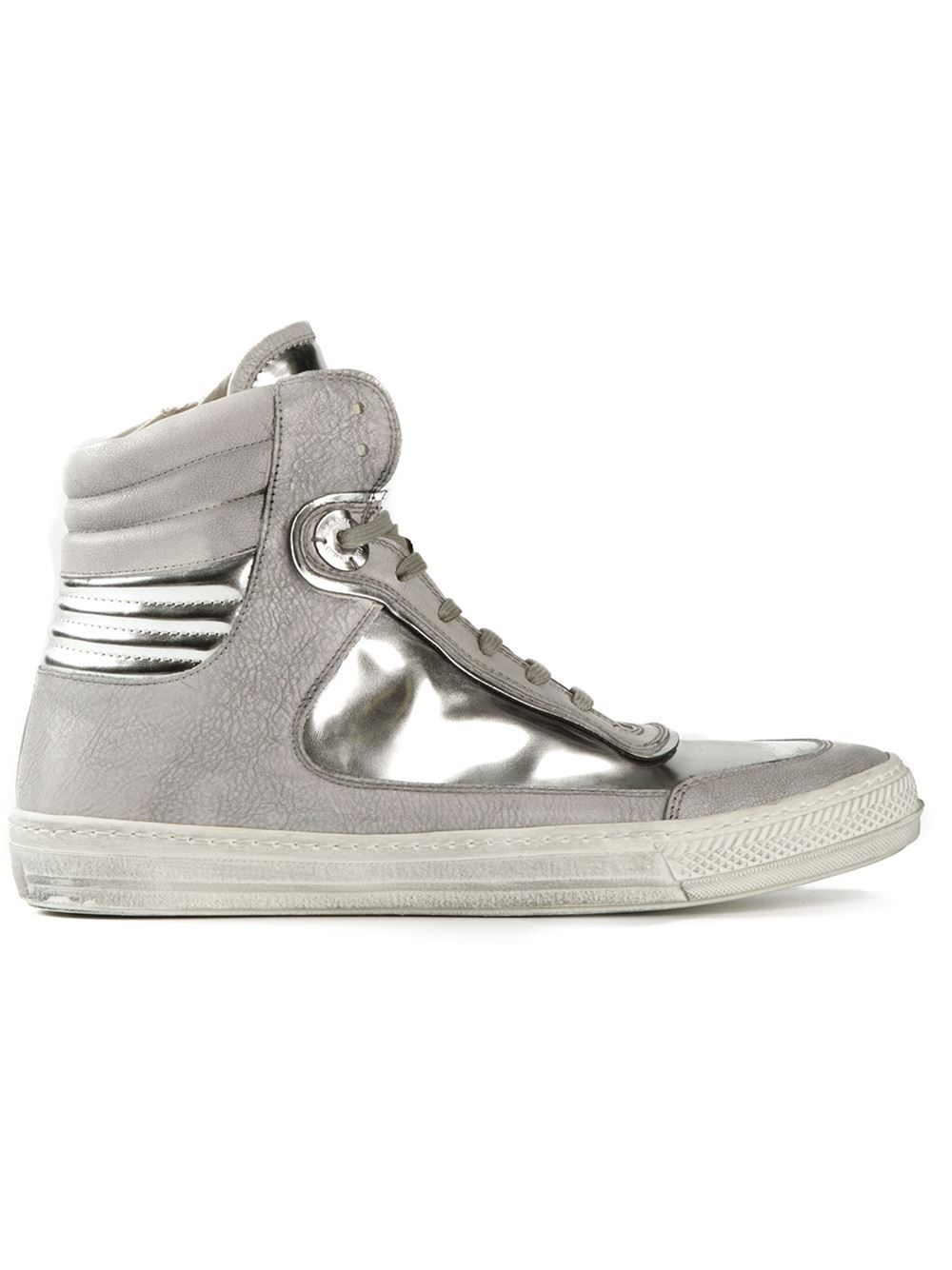 Lyst Diesel Black Gold Metallic HiTop Sneakers in Metallic for Men