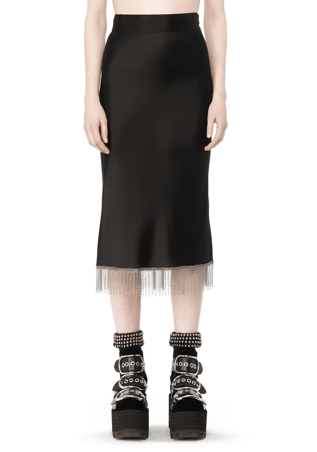 Lyst - Alexander Wang High Waist Skirt With Chainmail Fringe in Black