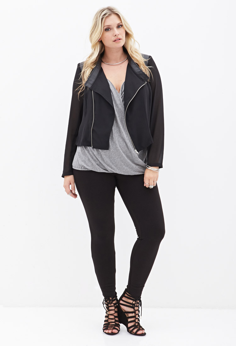 black chiffon jacket plus size