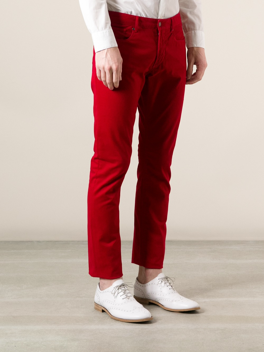Lyst - Armani Jeans Skinny Chinos in Red for Men