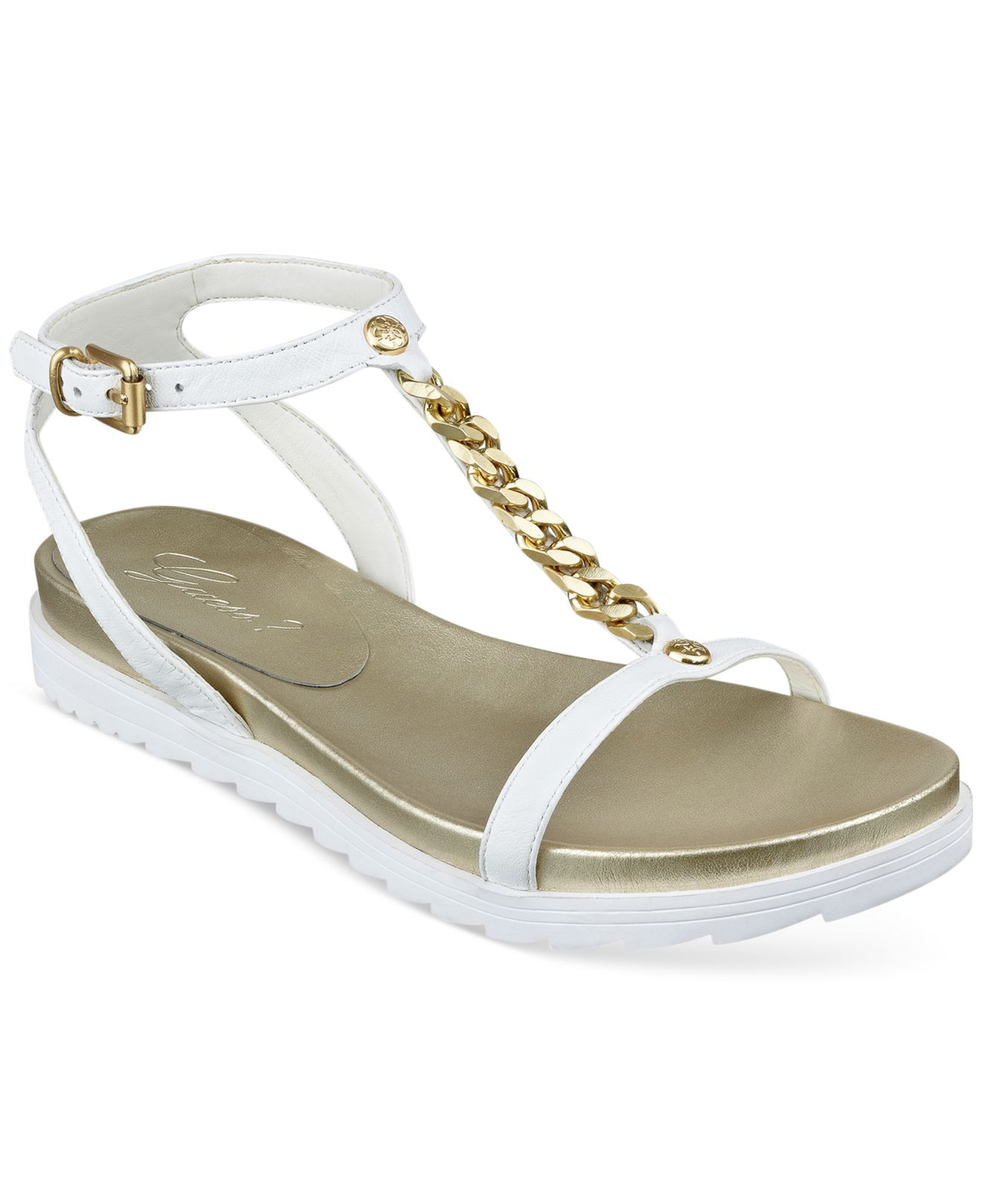 off white large strap flat sandals