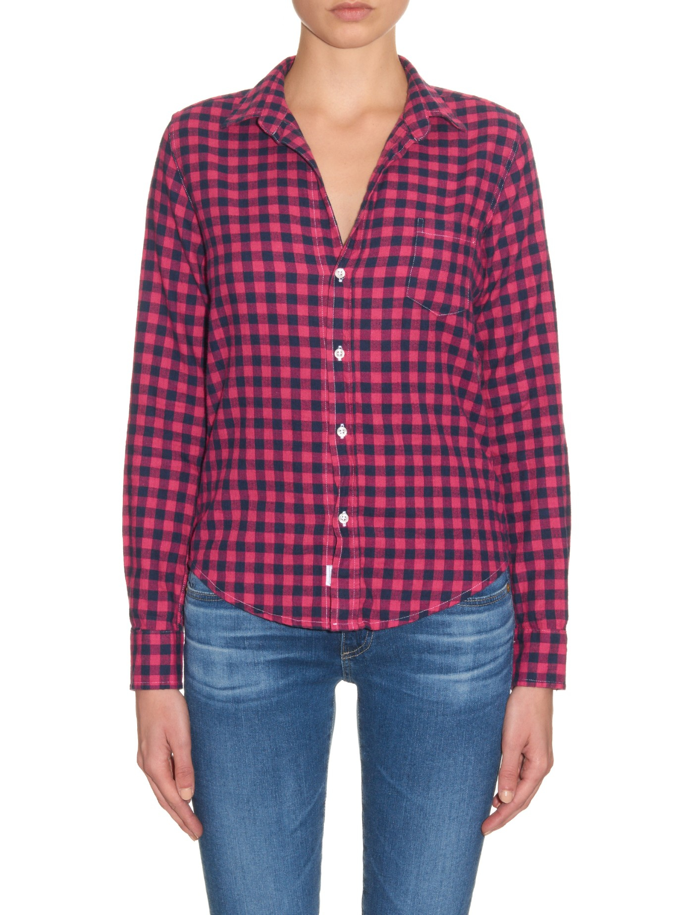 Frank Eileen Barry Checked Cotton Shirt In Red Lyst