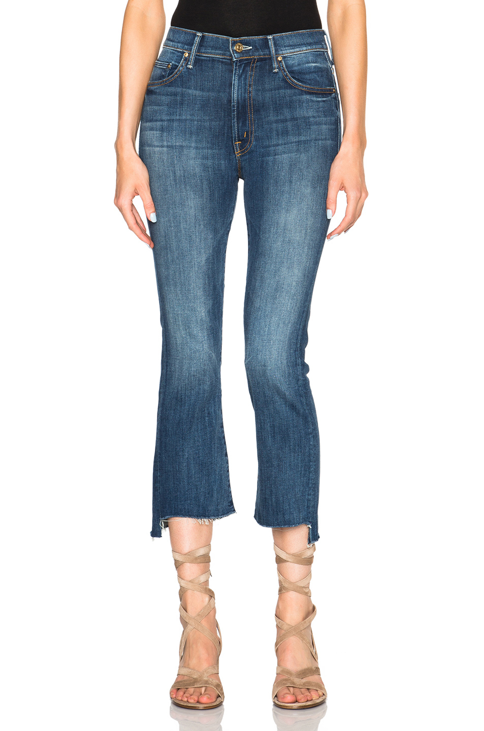 Mother Insider Crop Step Fray in Blue | Lyst