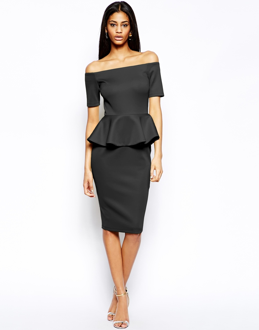 black bardot peplum dress