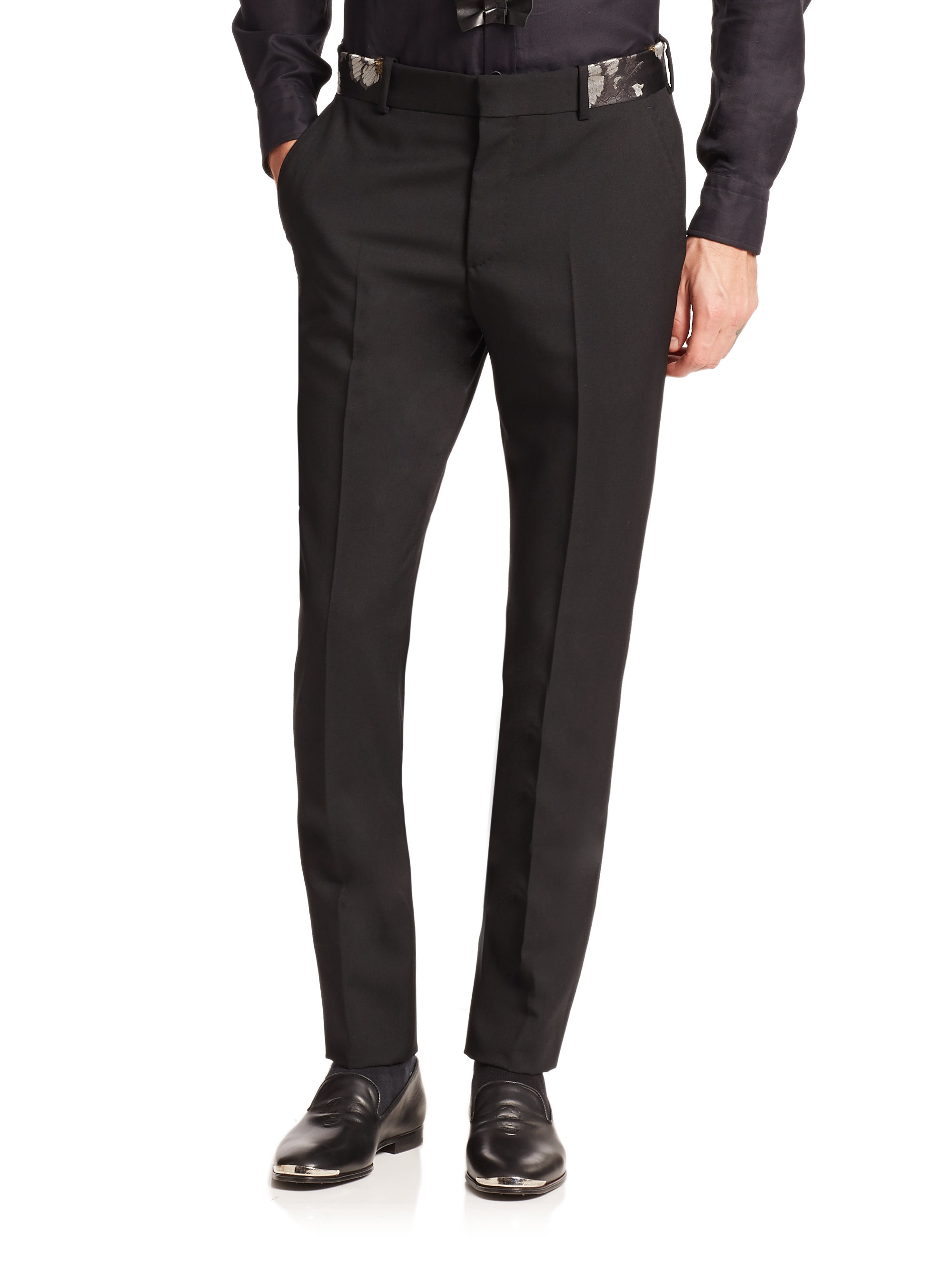 Alexander McQueen Wool & Mohair Dress Pants in Black for Men Lyst
