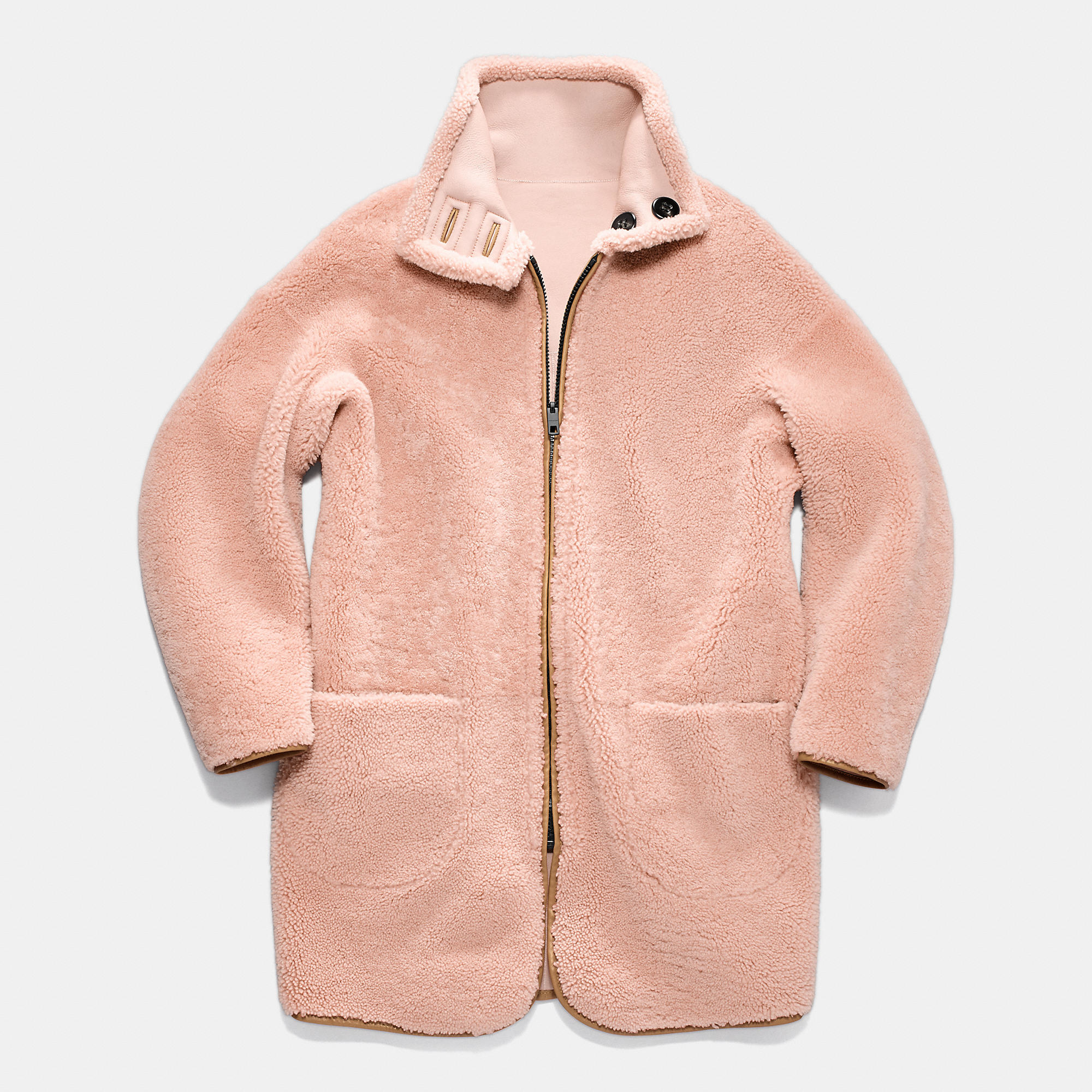coach reversible shearling coat
