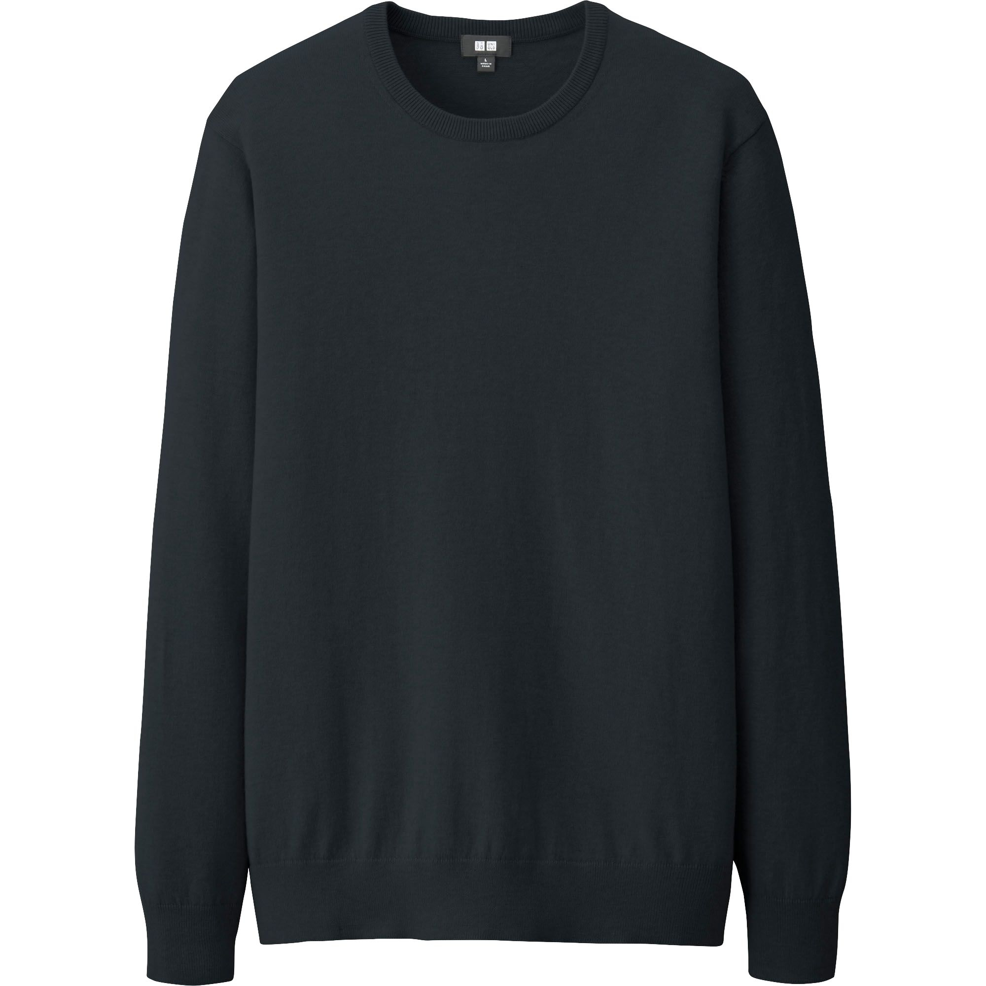 Uniqlo Men Cotton Cashmere Crew Neck Sweater in Black for Men Lyst