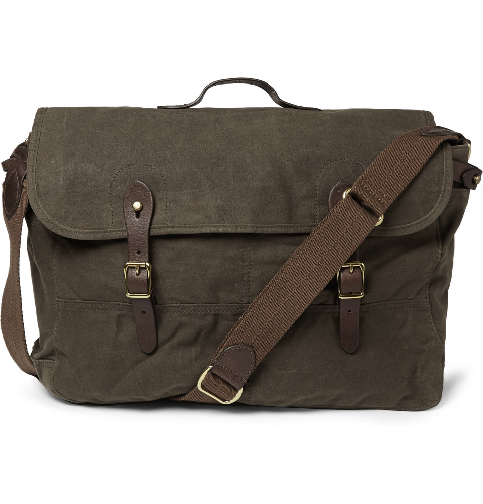 Lyst - J.Crew Abingdon Waxed Cotton-Canvas And Leather Messenger Bag in Green for Men