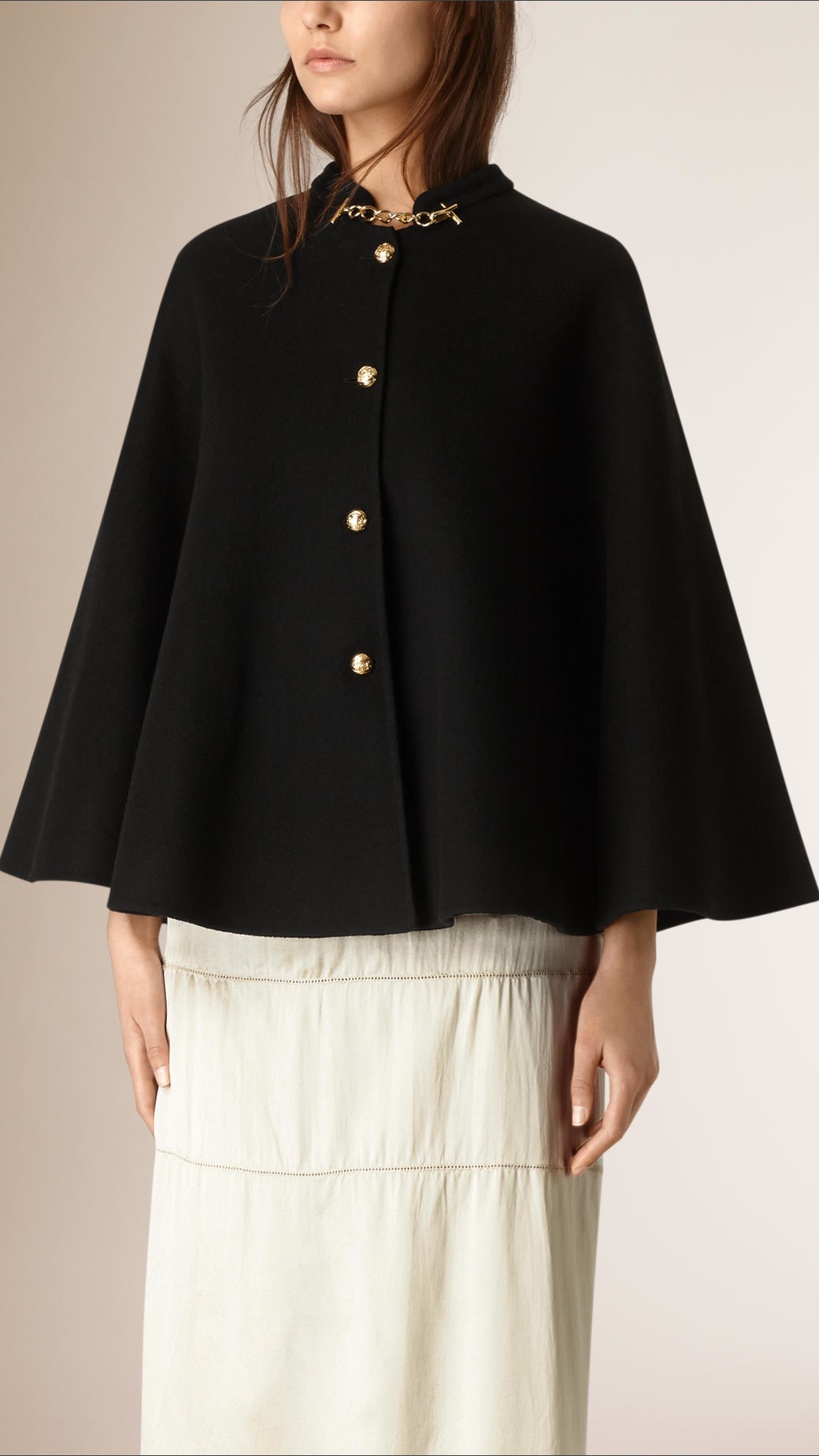 Burberry Military Detail Cashmere Cape in Black - Lyst