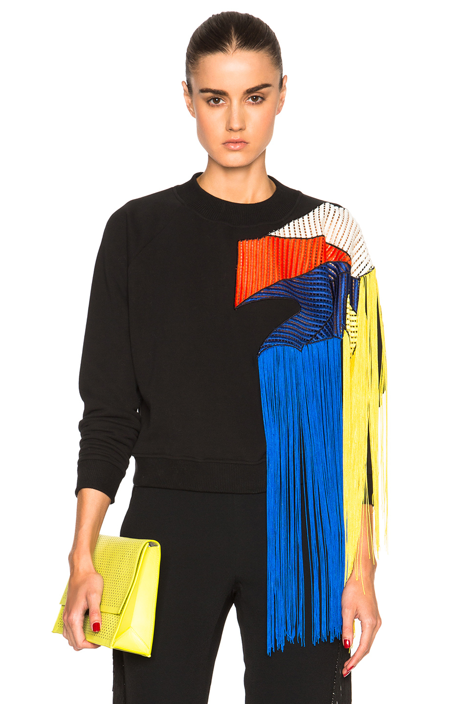 Christopher Kane Synthetic Fringe Sweater in Black | Lyst