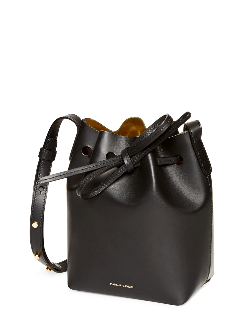 Mansur gavriel Mini Mini Leather Bucket Bag in Black | Lyst