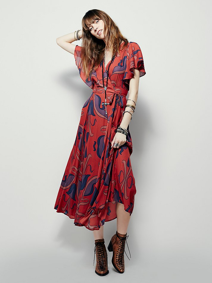 Free people Sweet Escape Wrap Maxi in Purple | Lyst