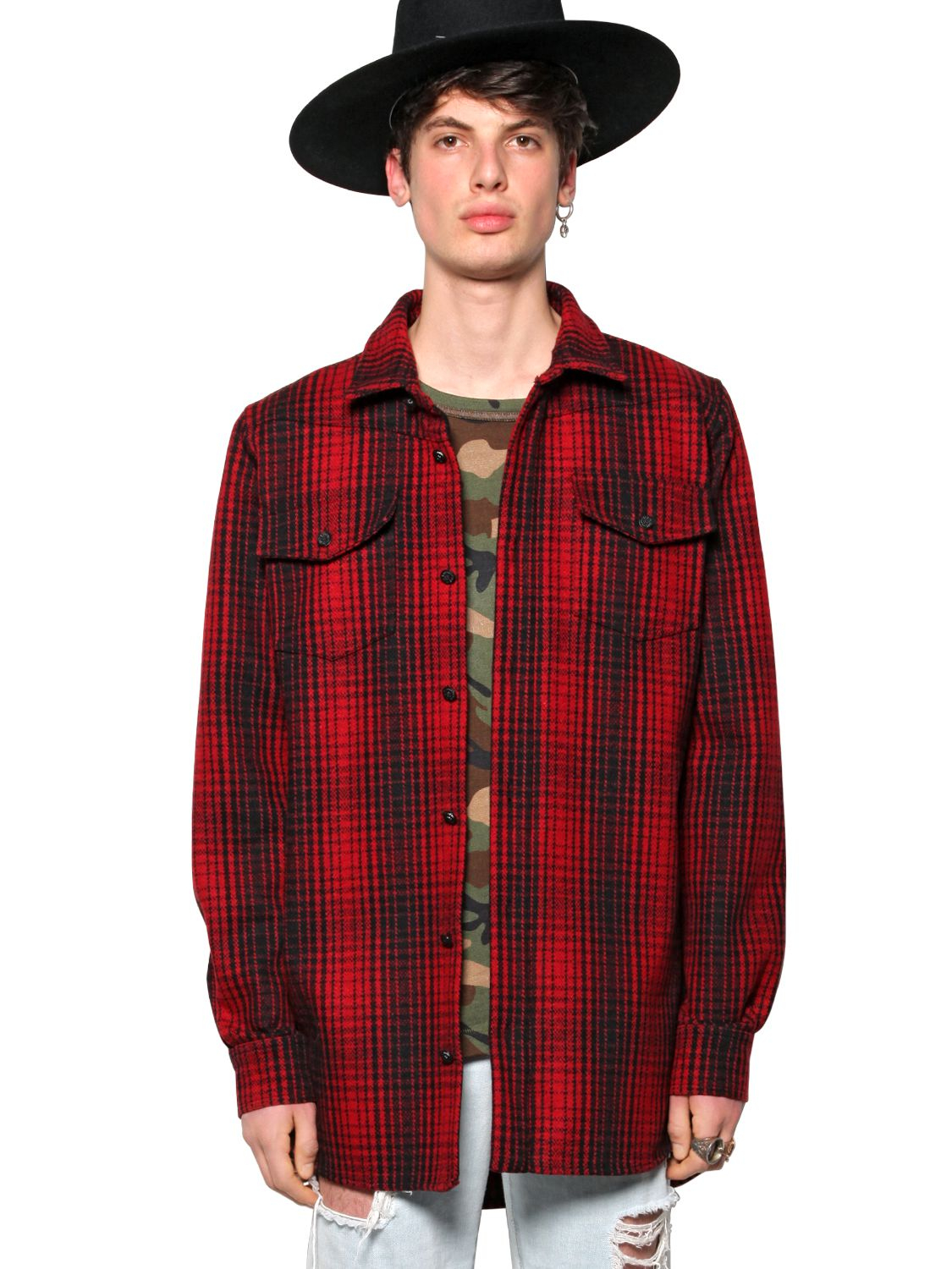 Udråbstegn Datum Kostumer Off-White C/o Virgil Abloh Red Black Flannel Check Shirt