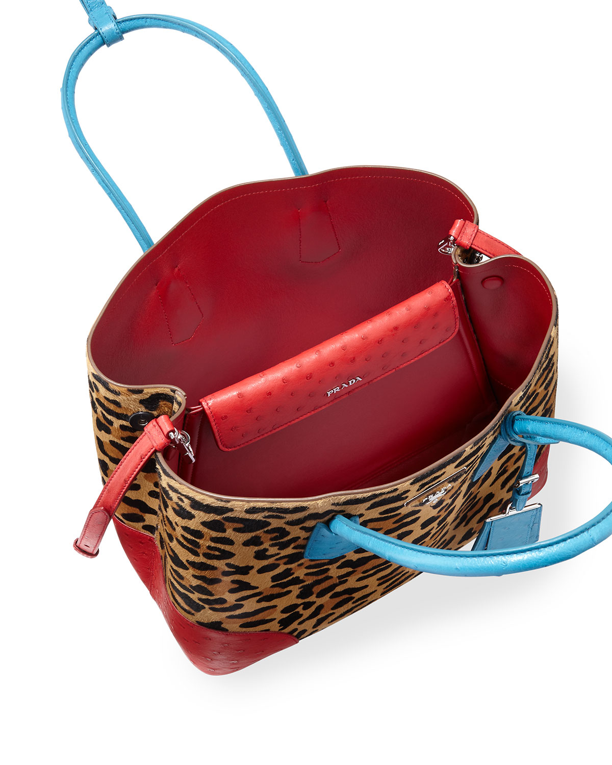prada replicas handbags - Prada Calf Hair \u0026amp; Ostrich Medium Double Tote Bag in Multicolor | Lyst