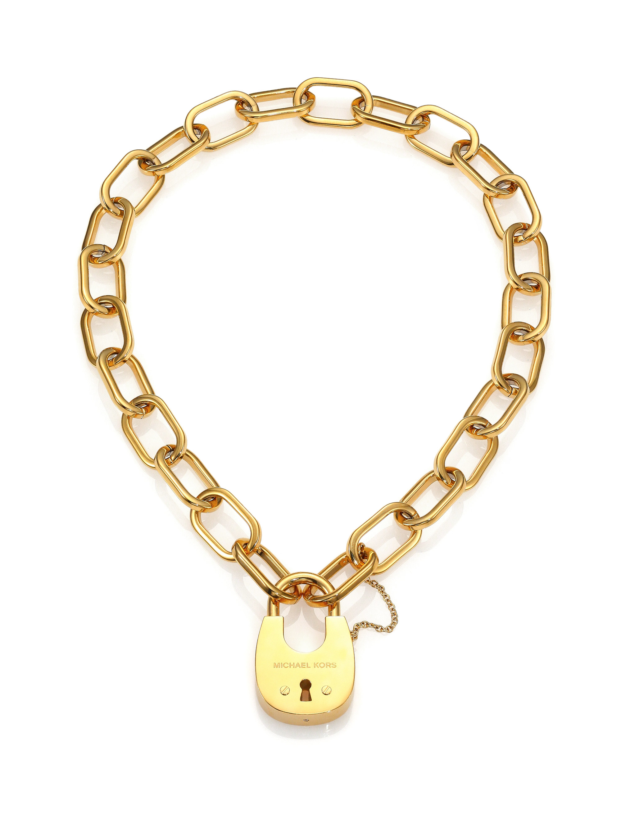 Michael Kors Cityscape Hardware Padlock Chain Necklace/Goldtone in Metallic  - Lyst
