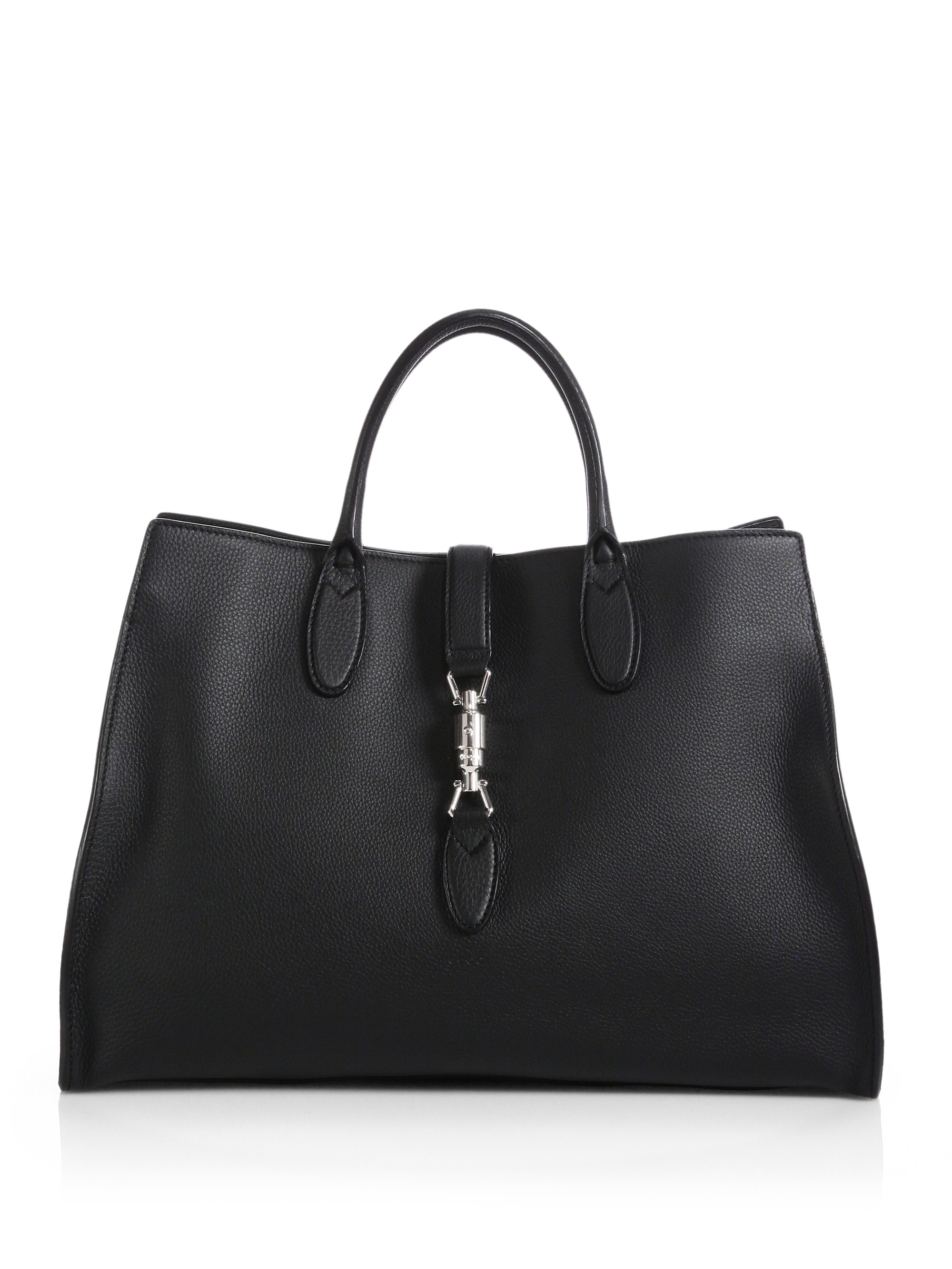 Lyst - Gucci Jackie Soft Leather Top Handle Bag in Black