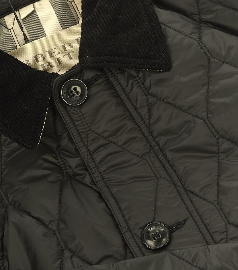Burberry Check Detail Diamond Quilt Jacket In Black For Men