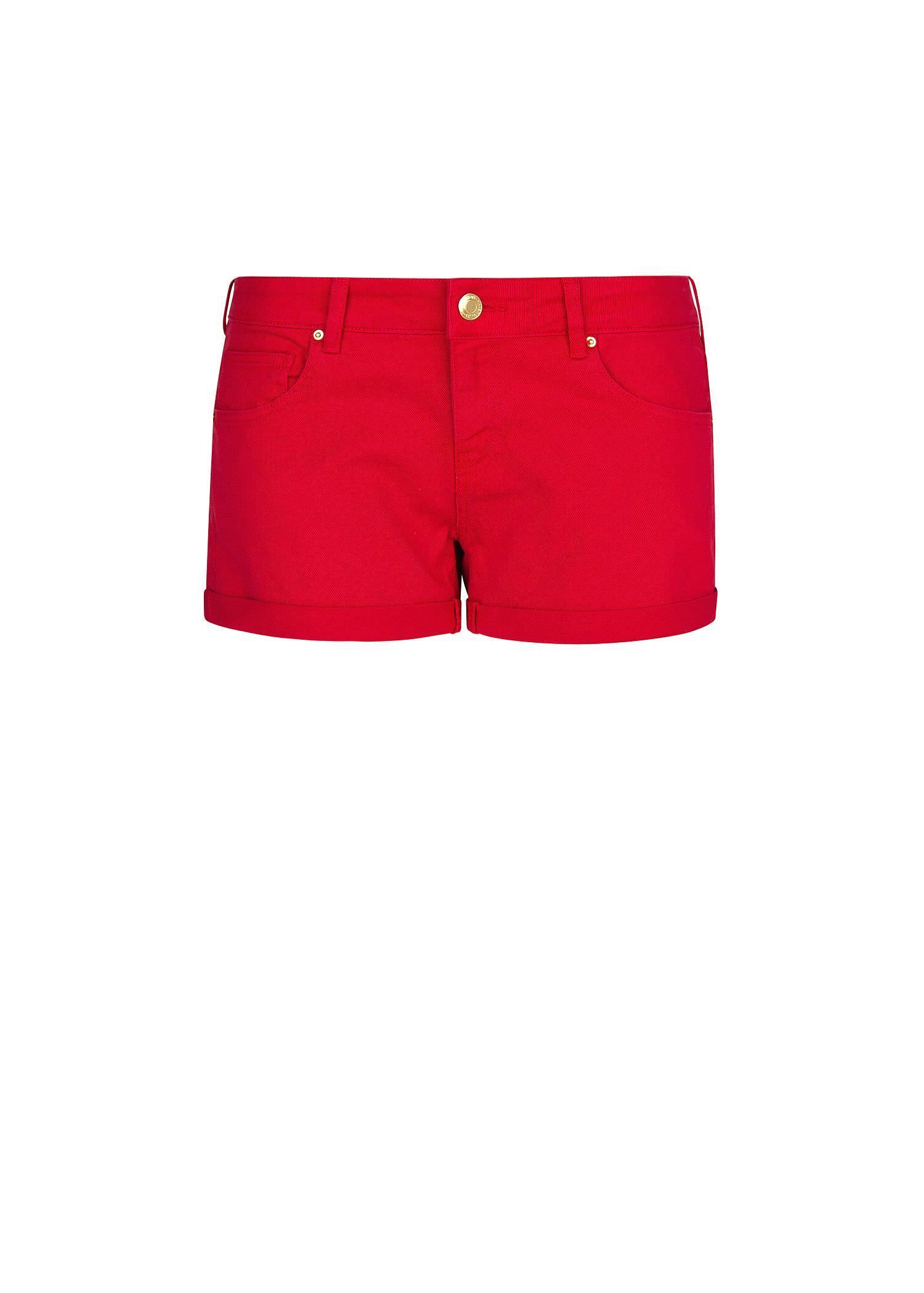 red distressed shorts