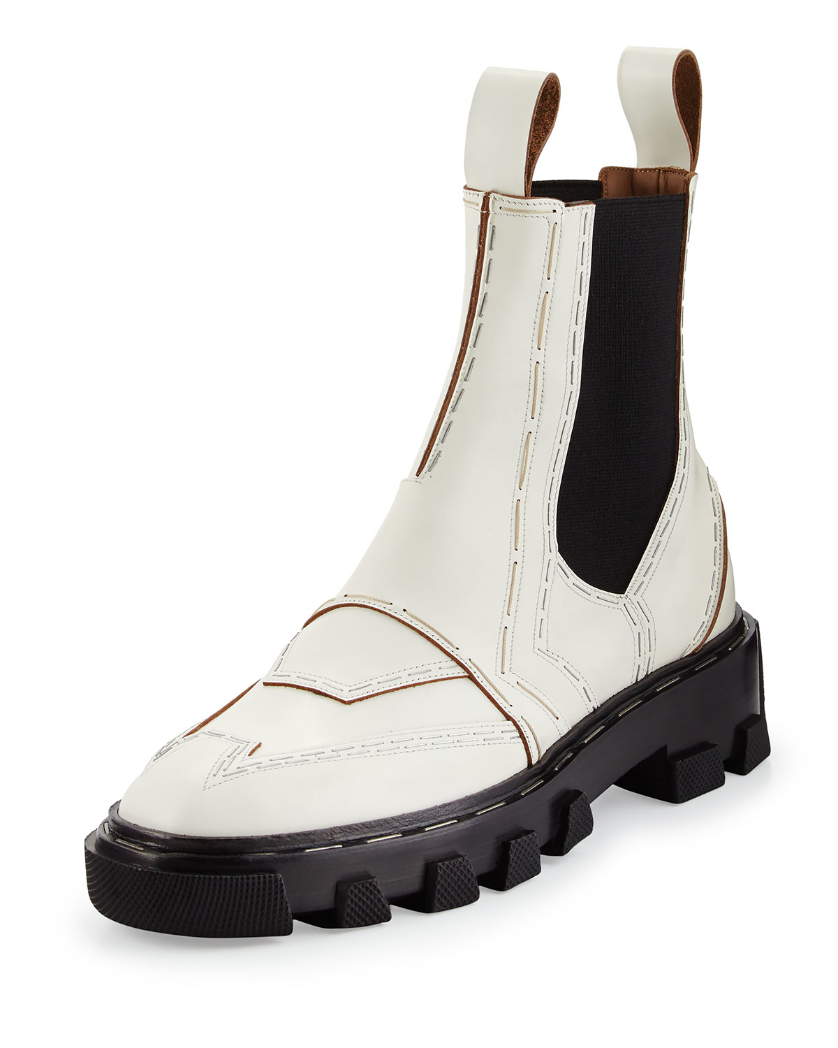 Balenciaga Stapled Leather Chelsea Boot in White Lyst