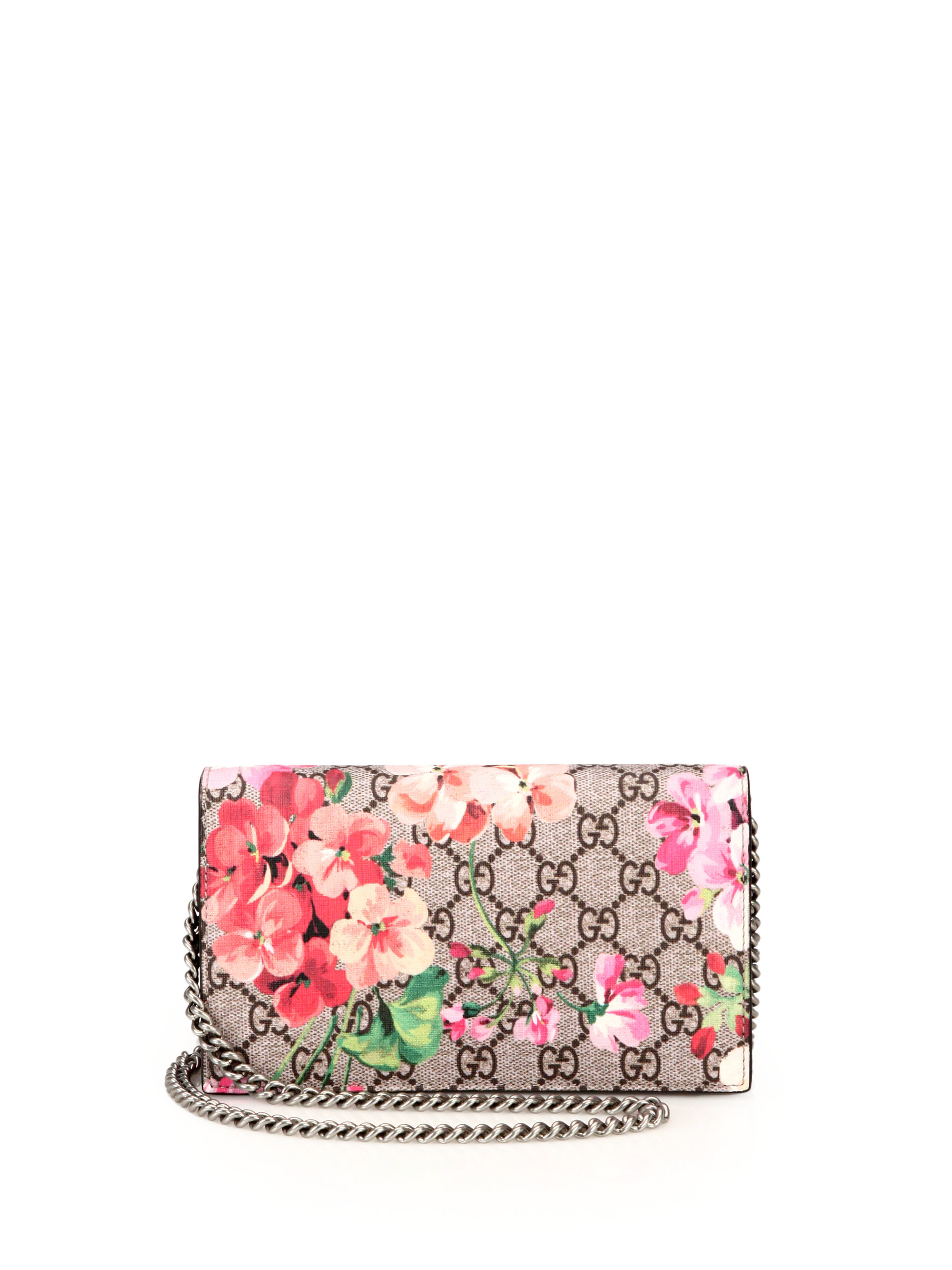 Gucci Canvas Gg Blooms Supreme Chain Wallet - Lyst