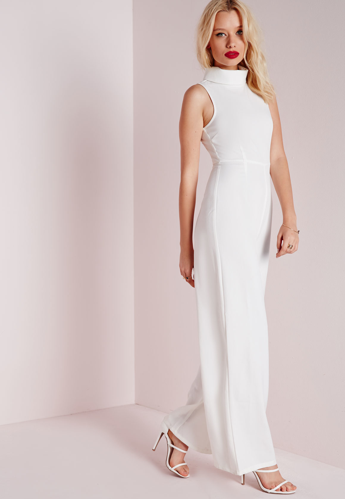 high neck wide leg jumpsuit
