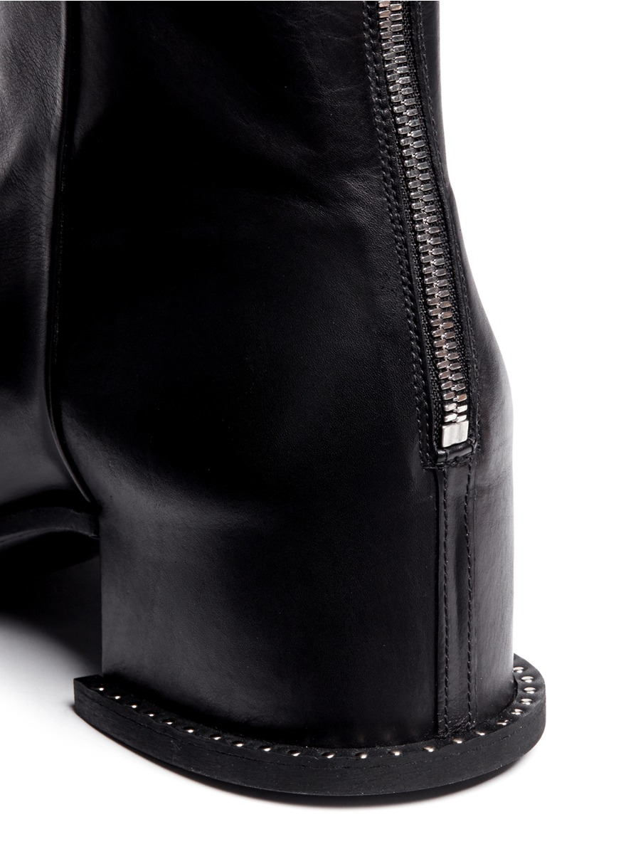 back zip leather boots